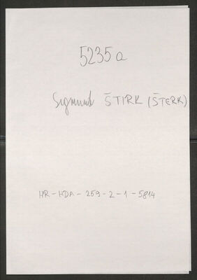 Štirk (Šterk) Sigmund. Policijski karton