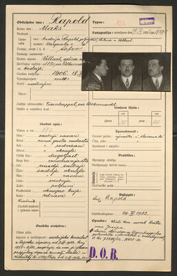 Rapold, Maks, 18.2.1906. Policijski karton