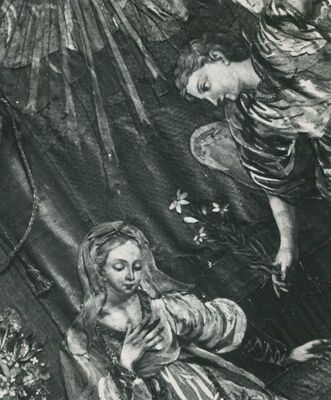 Trakošćan - tekstil sa prikazom Navještenja, poprsje Marije i anđela