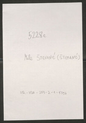 Števanić (Štefanić), Mile, 10.9.1899. Policijski karton