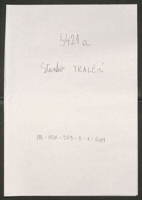 Tkalčić, Stanko, 12.4.1919. Policijski karton