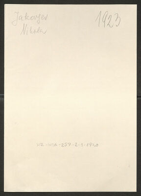 Jakovljev, Nikola, 17.2.1872. Policijski karton