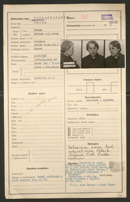 Pick-Piljanić, Frida, 4.4.1883. Policijski karton