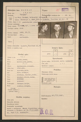 Herman, Antun, 25.10.1906. Policijski karton