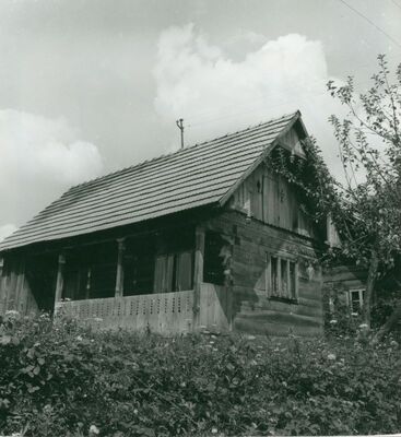 Jerebić - Drvena kuća, ulazno i zabatno pročelje