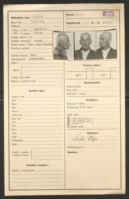 Šaša, Ilija, 1890. Policijski karton