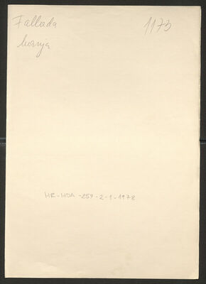 Fallada, Marija rođ. Hübschman, 2.12.1900. Policijski karton