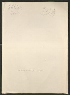 Kohler, Elza, 12.6.1899. Policijski karton