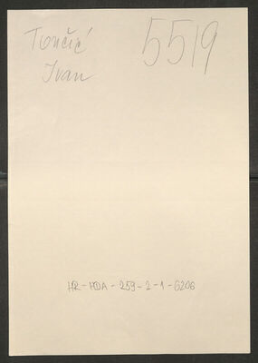 Tončić, Ivan, 13.3.1901. Policijski karton