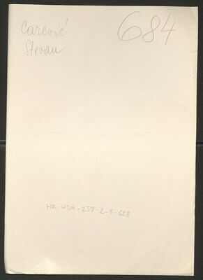 Carević, Stevan, 13.7.1911. Policijski karton