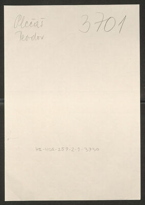 Plečaš, Teodor, 1.3.1879. Policijski karton