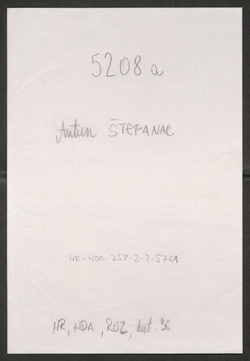 Štefanac, Antun, mlađi, 3.4.1909. Policijski karton