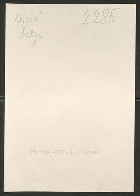 Kljaić, Matija, 1886. Policijski karton