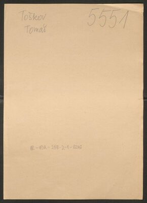Toškov, Tomaš, 1896. Policijski karton