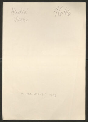 Hadić, Ivan, 26.6.1900. Policijski karton