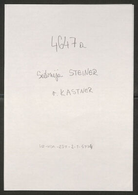 Steiner, Sidonija rođ. Kastner, 1.5.1870. Policijski karton