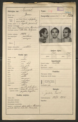 Simić, Jovan, 15.10.1904. Policijski karton
