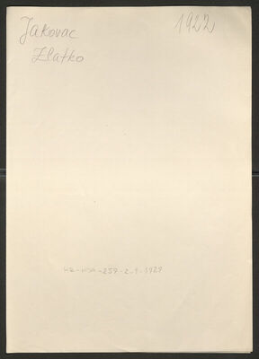 Jakovac, Zlatko, 7.2.1912. Policijski karton