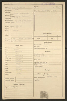 Srbljin, Josip, 9.2.1913. Policijski karton