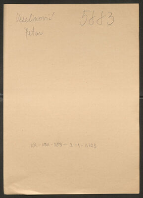 Veselinović, Petar, 12.11.1906. Policijski karton