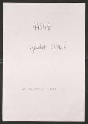 Smoljić, Vjekoslav, 5.4.1907. Policijski karton