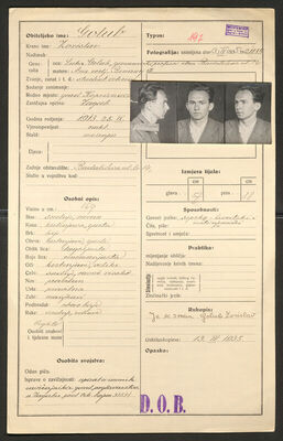 Golub, Zorislav, 25.9.1913. Policijski karton