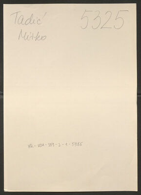 Tadić, Mirko, 1901. Policijski karton