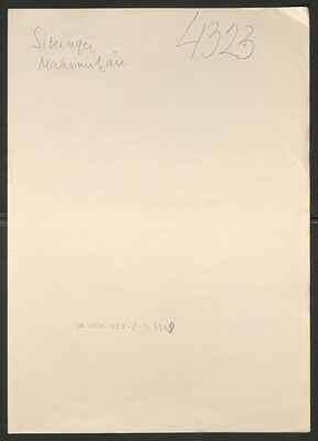 Sikinger, Maksimilijan, 5.2.1913. Policijski karton