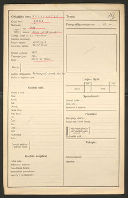 Seletković, Anka, 1873. Policijski karton