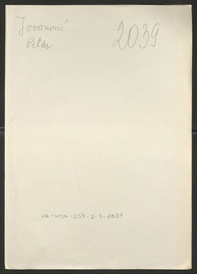 Jovanović, Petar, 24.10.1887. Policijski karton