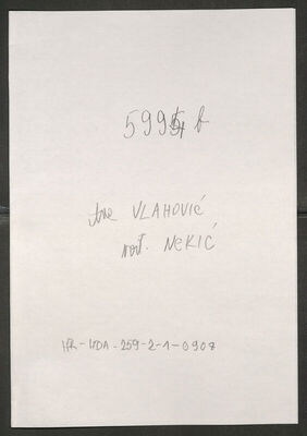 Vlahović, Ana rođ. Nekić, 19.5.1912. Policijski karton