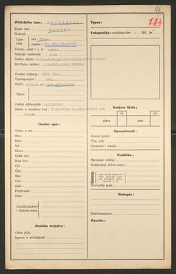 Starčević, Martin, 9.1.1908. Policijski karton