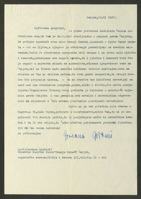 Korespondencija u vezi s Franjom Krežmom