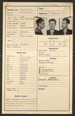 Slovenec, Dragutin, 23.11.1914. Policijski karton