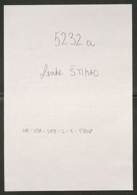 Štimac, Lenka, 14.3.1907. Policijski karton