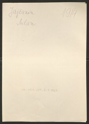 Jajčanin, Milan, 1923. Policijski karton