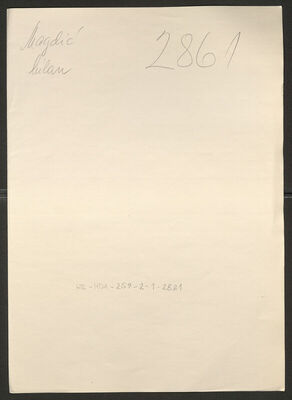 Magdić, Milan, 5.12.1914. Policijski karton