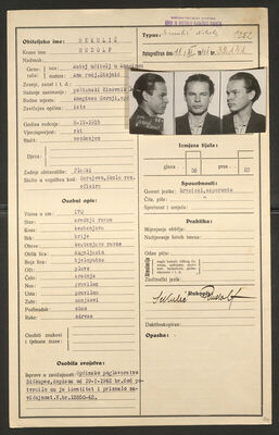 Sekulić, Rudolf, 8.4.1915. Policijski karton