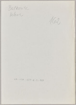 Balkovitz, Helena, 8.6.1901. Policijski karton