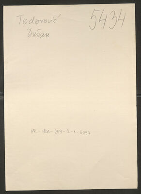 Todorović, Dušan, 25.3.1910. Policijski karton