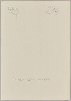 Belušić, Franjo, 7.1.1904. Policijski karton