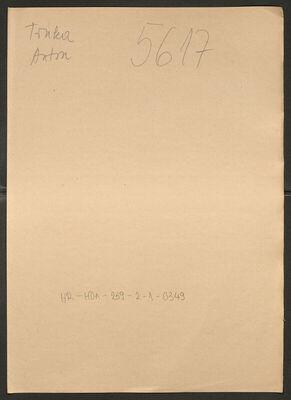 Trnka, Anton, 20.5.1902. Policijski karton