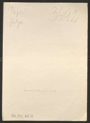 Papić, Julije, 26.1.1912. Policijski karton