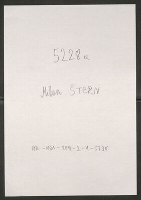 Štern, Milan, 20.8.1898. Policijski karton