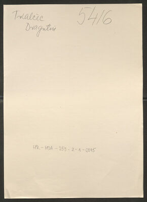 Tkalčec, Dragutin, 20.4.1923. Policijski karton