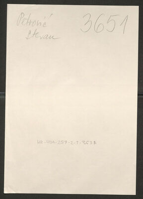 Petrović, Stevan, 14.12.1901. Policijski karton