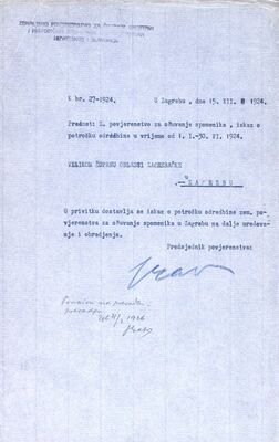 Iskaz o potrošku odredbine za vrijeme od 1. 1. do 30. 6. 1924.