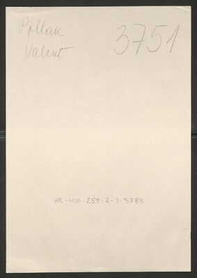 Pollak, Valent, 28.6.1907. Policijski karton