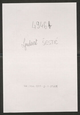 Šestić, Ljudevit, 1901. Policijski karton