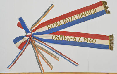 Zastavna vrpca sa zastave osječkog Hrvatskog građanskog streljačkog društva „Zrinjski i Frankopan“ u Osijeku